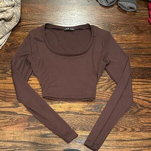 SHEIN Chocolate Brown Long Sleeve Bodysuit